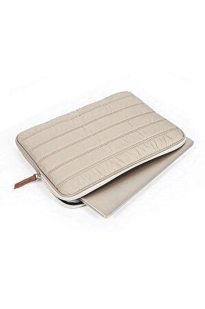 Macbook Kılıf Notebook Çanta Tablet Laptop Kılıfı 13"-13,3" Çizgili Su Geçirmez Kumaş Bej