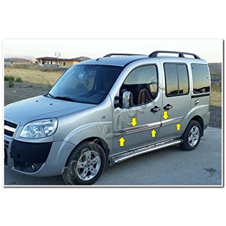 Fiat Doblo Krom Yan Kapı Çıtası 2006-2012 4 Parça Paslanmaz Çelik