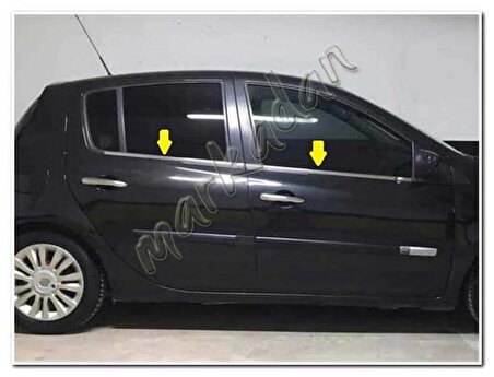 Renault Clio 3 HB Krom Cam Çıtası 2006-2011 4 Parça Paslanmaz Çelik