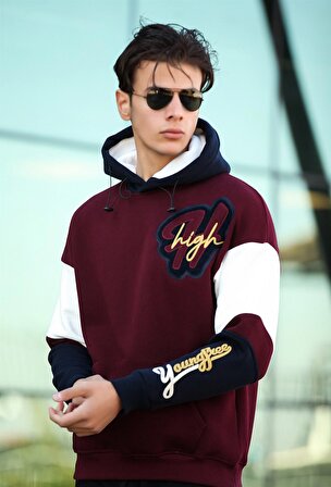 Miron High Nakışlı Oversize Sweatshirt - Bordo
