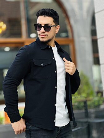 Miron Siyah Üç iplik Gömlek Yaka Regular Fit Ceket