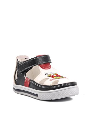 Stepica Şng 4242-B Lacivert-Beyaz-Kırmızı Cırtlı Bebek Günlük Ayakkabı