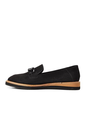 Stepica E-427 Siyah Süet Kadın Loafer Ayakkabı
