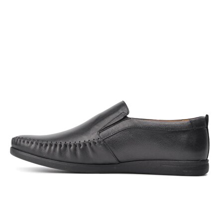 Stepica 422 Siyah Hakiki Deri Comfort Slip On Ayakkabı