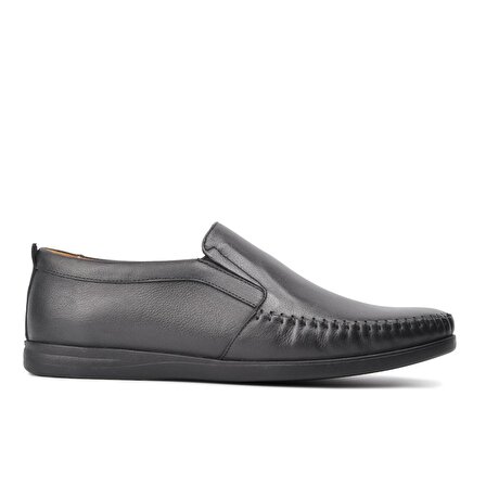 Stepica 422 Siyah Hakiki Deri Comfort Slip On Ayakkabı