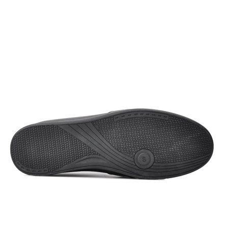 Stepica 422 Siyah Hakiki Deri Comfort Slip On Ayakkabı