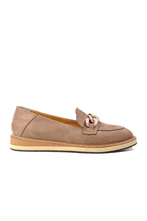 Stepica E-427 Vizon Süet Kadın Loafer Ayakkabı