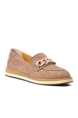 Stepica E-427 Vizon Süet Kadın Loafer Ayakkabı