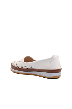 Stepica 422 Beyaz-Taba Hakiki Deri Kadın Günlük Ayakkabı