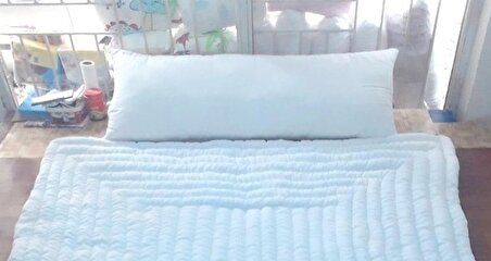 Karı Koca Yastığı+Kılıf, 50x130, Doğal Pamuk Yastık, Uzun Yastık+Yastık Kılıfı (50x130)