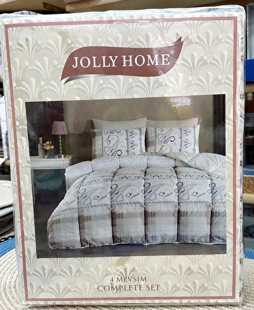 Jolly Home 4 Mevsim Tek Kişilik Kapitoneli Nevresim Takımı-Melina Taş Kahve