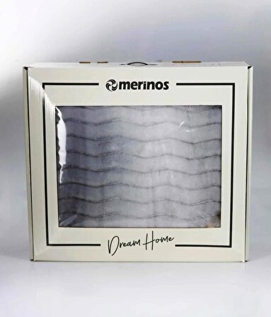 Merinos Dream Home Yumuşak Çift Kişilik Battaniye Seti (220x240)-Gri