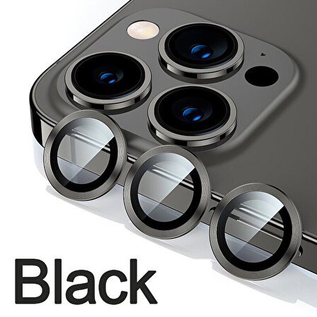 İphone 14 Uyumlu Temperli Cam Metal Gövde Halka Kamera Lens Koruyucu