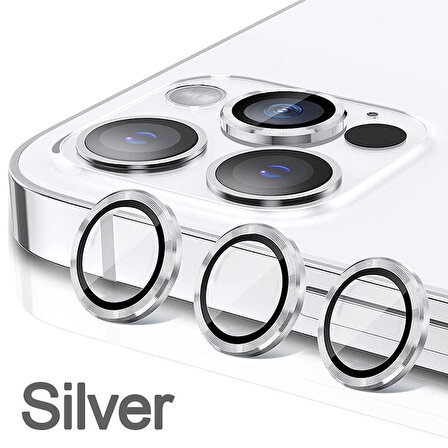 İphone 14 Plus Uyumlu Temperli Cam Metal Gövde Halka Kamera Lens Koruyucu