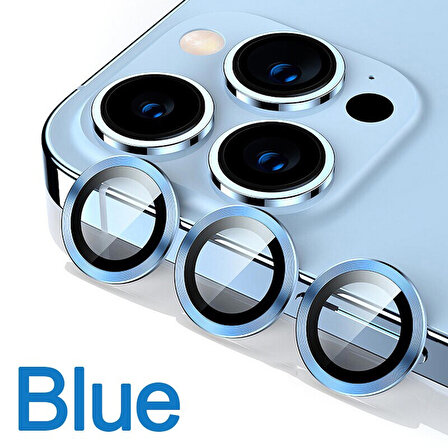 İphone 14 Plus Uyumlu Temperli Cam Metal Gövde Halka Kamera Lens Koruyucu