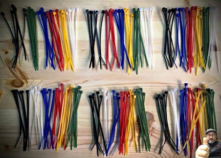 6 Renkli Kablo Bağı Cırt Klips Plastik Kelepçe 100x2,5 600 Adet