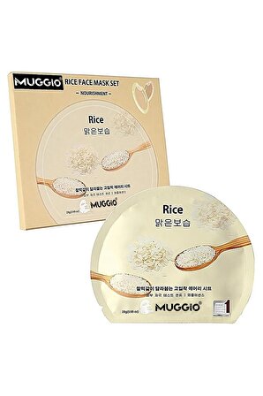 Muggio Doğal Pirinç Özlü Nemlendirici Ve Aydınlatıcı Kağıt Maske Rice Face Mask