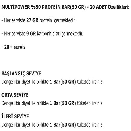 %50 Protein Bar 50 Gr 20 Adet
