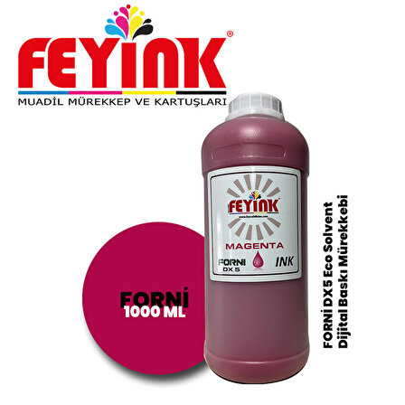 Feyink® Forni Ecosolvent Dijital Baskı Boyası Epson DX5 Kafa Uyumlu Magenta (Kırmızı) -1000ml-