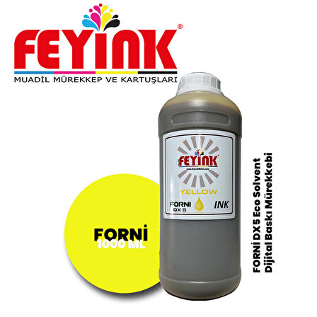Feyink® Forni Ecosolvent Dijital Baskı Boyası Epson DX5 Kafa Uyumlu Yellow (Sarı) -1000ml-