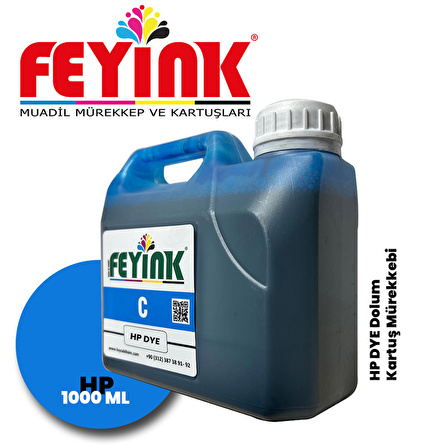 Feyink® Hp Vivera T Serisi Plotter DYE Kartuş Dolum Mürekkebi T610/T770/T790/T795/T920/T2300/C (Cyan) -1000ml-