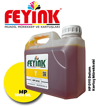 Feyink® Hp Vivera T Serisi Plotter DYE Kartuş Dolum Mürekkebi T610/T770/T790/T795/T920/T2300/Y (Yellow) -1000ml-