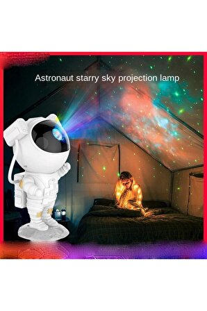 Nebula Bulutu Yıldız Efektli Astronot Projektör Gece Lambası