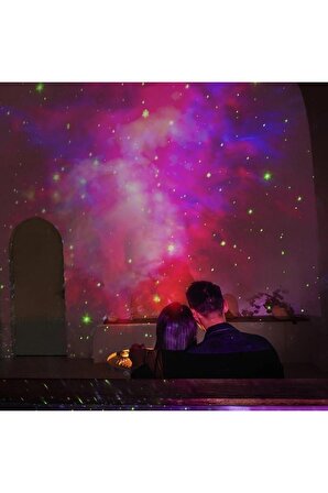 Nebula Bulutu Yıldız Efektli Astronot Projektör Gece Lambası