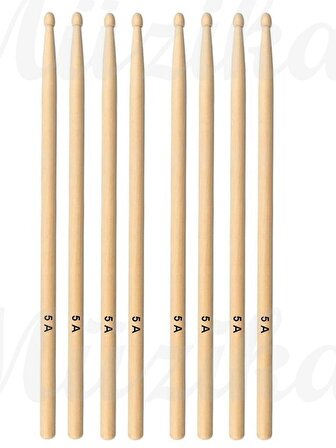 Chroma Baget - Davul - 4 Çift Bateri Bageti Drumsticks 5a Pürüzsüz Yüzey