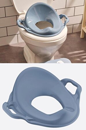 Flosoft Kulplu Klozet Kapağı Adaptörü, Çocuk Tuvalet Eğitimi Alıştırma Oturağı Mavi