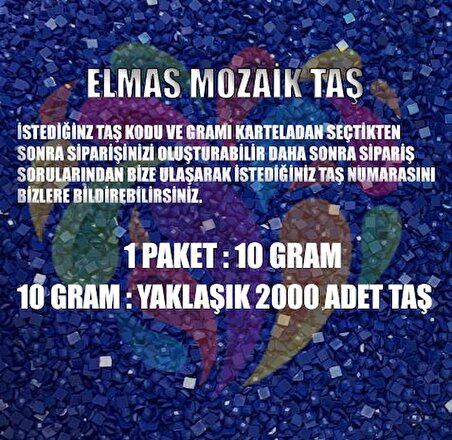 Movas Sanat "Mozaik Taş" 2.5MM Kare | Elmas Mozaik Tablo | Mozaik Puzzle | 10 GR | 447 Adet DMC Renk Paleti