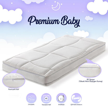 Mavi Ay Yatak - Premium Baby Yatak - 60X120 cm Bebek Yatağı