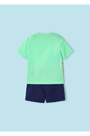 Mayoral Erkek Çocuk 2 Parça Baskılı T-Shirt - Şort Takım Yeşil