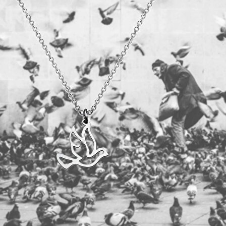 925 Ayar Gümüş Yükselen Barış Güvercini Kuş Kolye Kolye Ucu Kolye Kuş Takı Onun İçin Barış Hediyesi