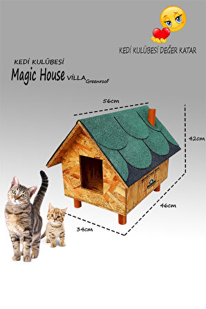 Kedigram Kedi Kulübesi Su Geçirmez Tek Katlı Kedi Evi Yeşil 