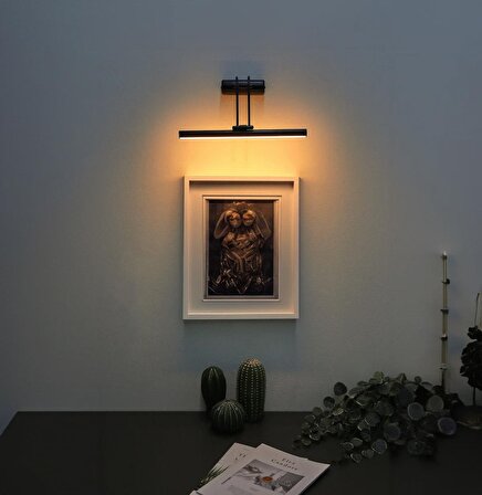 Mat Siyah Kaplamalı Kuğu Beyaz Işık Aplik Duvar Tablo ve Ayna Aydınlatma Dekorasyon 6500K
