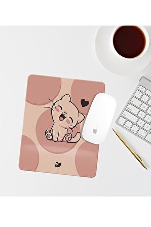 Sevimli Kedi Çizimli Bilek Destekli Dikdörtgen Mouse Pad