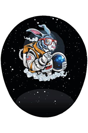 Astronot Tavşan - Bilek Destekli Tavşanlı Mousepad 20x23 Cm