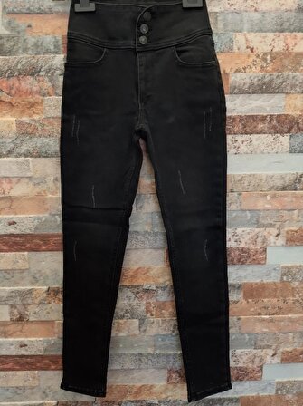 MokaShopin Yüksek Bel Likralı Jean Pantolon 90 Cm