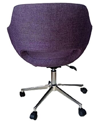 Büro Koltuğu çalışma Sandalyesi Mor Renk Keten Kumaş Krom Yıldız Ayaklı