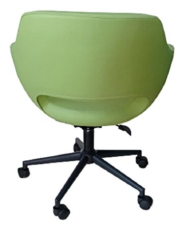 Bilgisayar Sandalyesi Çalışma Koltuğu Siyah Metal Ayaklı Yeşil Renk Suni Deri
