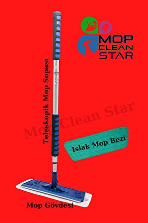 MopCleanStar Mikrofiber Tekli Islak Mop Set