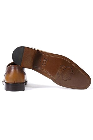 Eşsiz El Yapımı Avangard Taba Hakiki Deri Klasik Erkek Ayakkabı