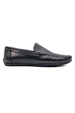 Yalı St Bağcıksız Hakiki Deri Kauçuk Taban Erkek Klasik Loafer Ayakkabı Siyah