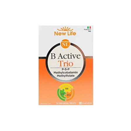 B Active Trio B Vitamini Ve Folik Asit İçeren Takviye Edici Gıda 30 Dilaltı Tablet