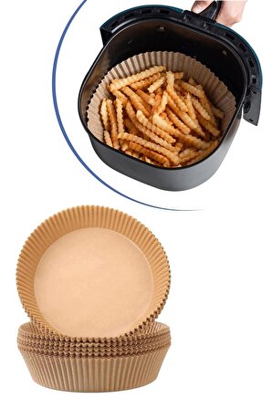 Nactumu 100 Adet Air Fryer Pişirme Kağıdı Tek Kullanımlık Yağ Geçirmez Kağıt Yuvarlak Tabak Model
