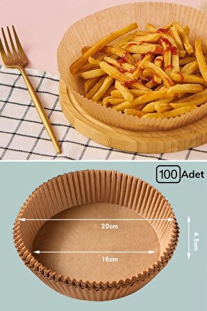 Nactumu 100 Adet Air Fryer Pişirme Kağıdı Tek Kullanımlık Yağ Geçirmez Kağıt Yuvarlak Tabak Model