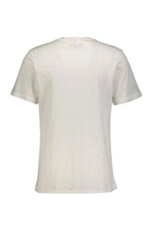 Erkek Beyaz V yaka Kısa Kollu Terletmez Flamlı Düz Rahat T-shirt %95 Pamuk %5 Lycra M Beden