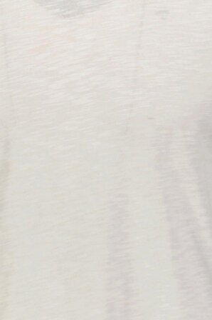 Erkek Beyaz V yaka Kısa Kollu Terletmez Flamlı Düz Rahat T-shirt %95 Pamuk %5 Lycra M Beden
