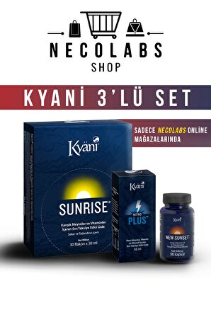 Kyani Sağlık Seti (Amare Global Kyani Sunrise 30 Flakon x 30 ml, Kyani Nitro Plus 56 ml, Kyani NEW SUNSET 90 Kapsül) 3'lü Kyani Seti 